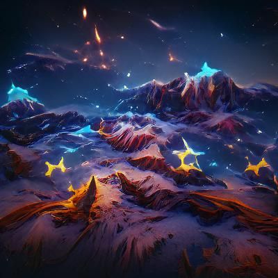 Starry Night Over Mountains: Detailed Matte Painting