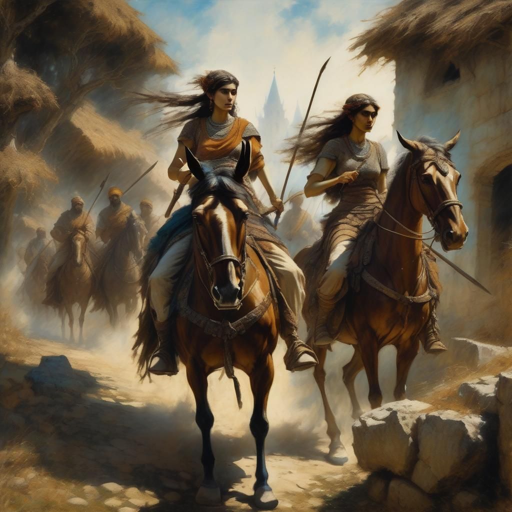 Ancient Jewish Warrior Leading Peasants, Hyperdetailed Illus...