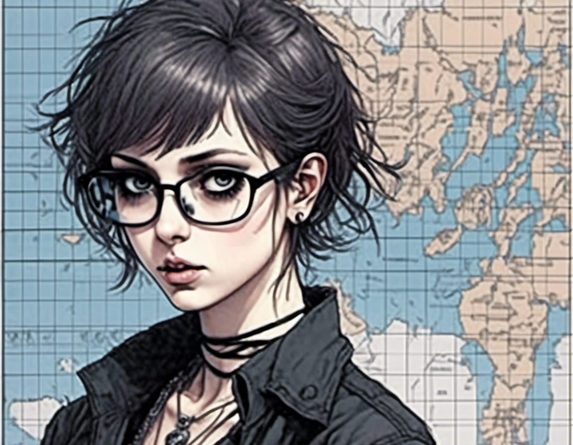 Manga Character with Multilayered Eyes in Anime Style