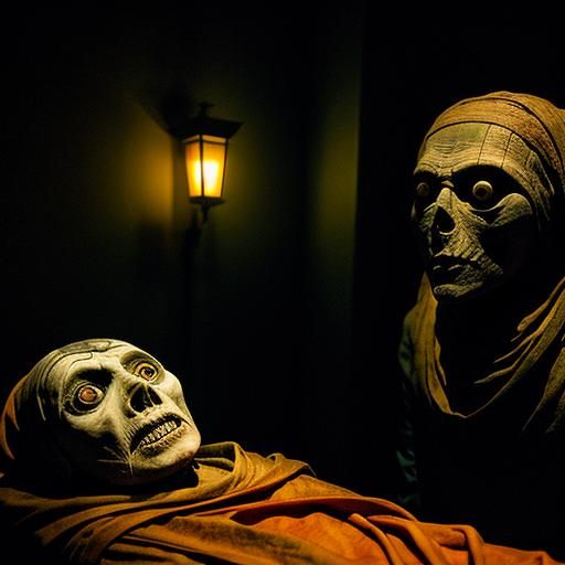 Aggressive Mummy in Dark Horror Museum