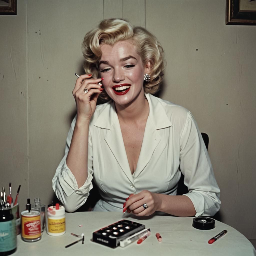 Marilyn Monroe Giggling in Cinematic Film Still