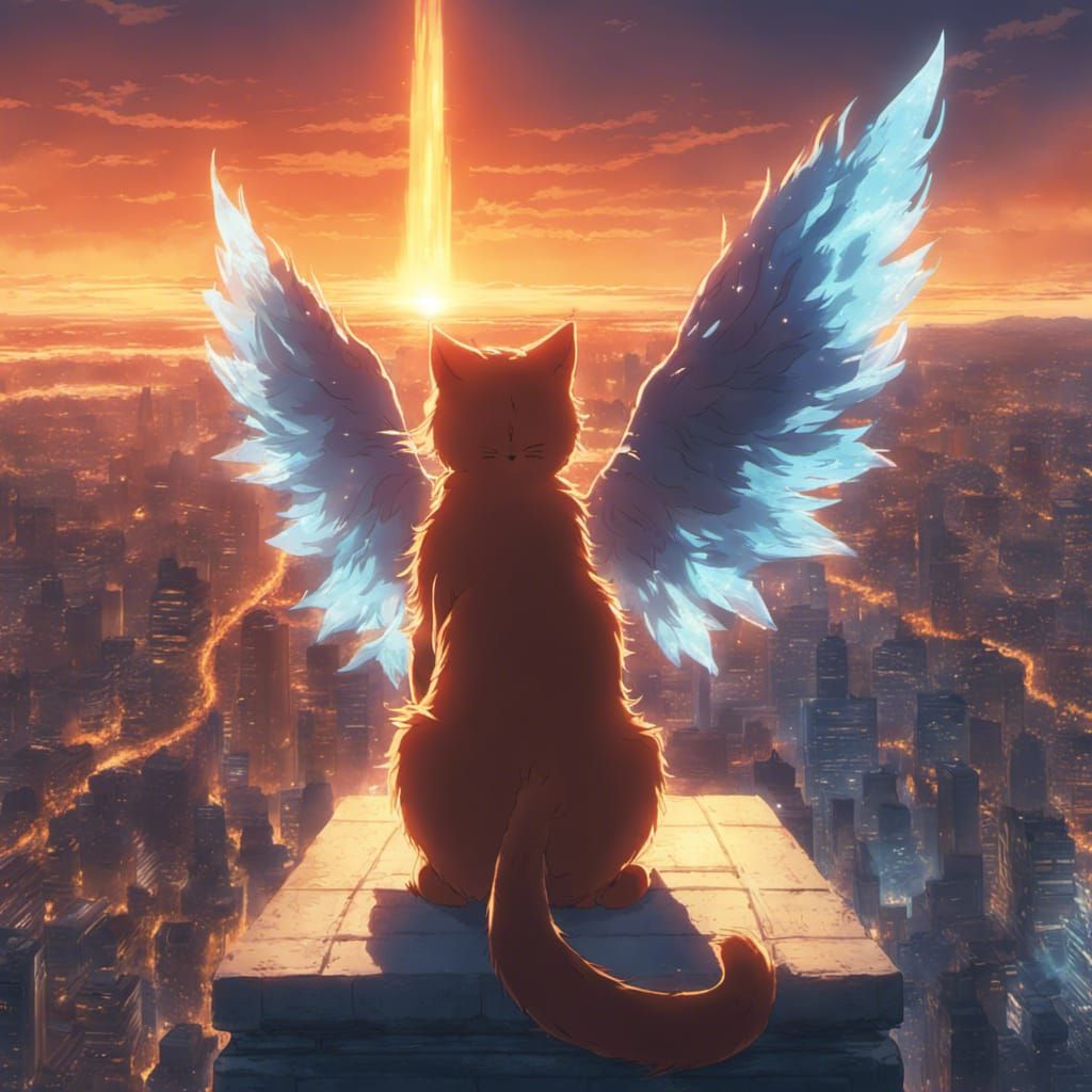 Fiery Cat with Ice Wings: Studio Ghibli Anime