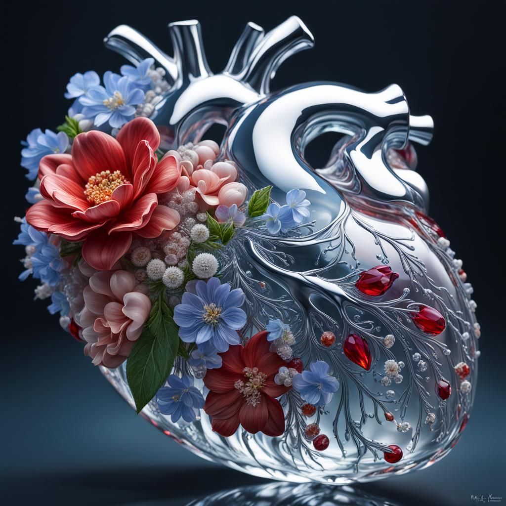 Anatomic heart made of glass