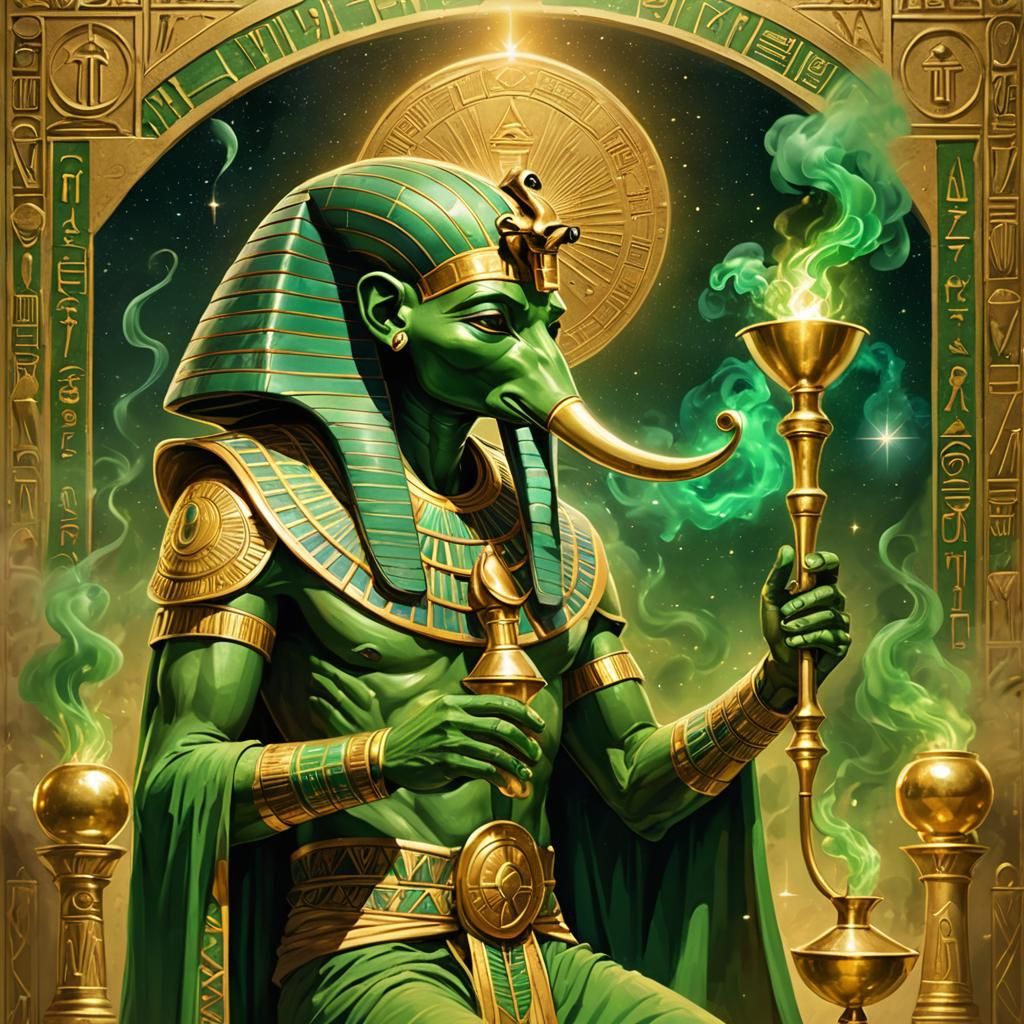 Cosmic Egyptian God Thoth Smoking Bong