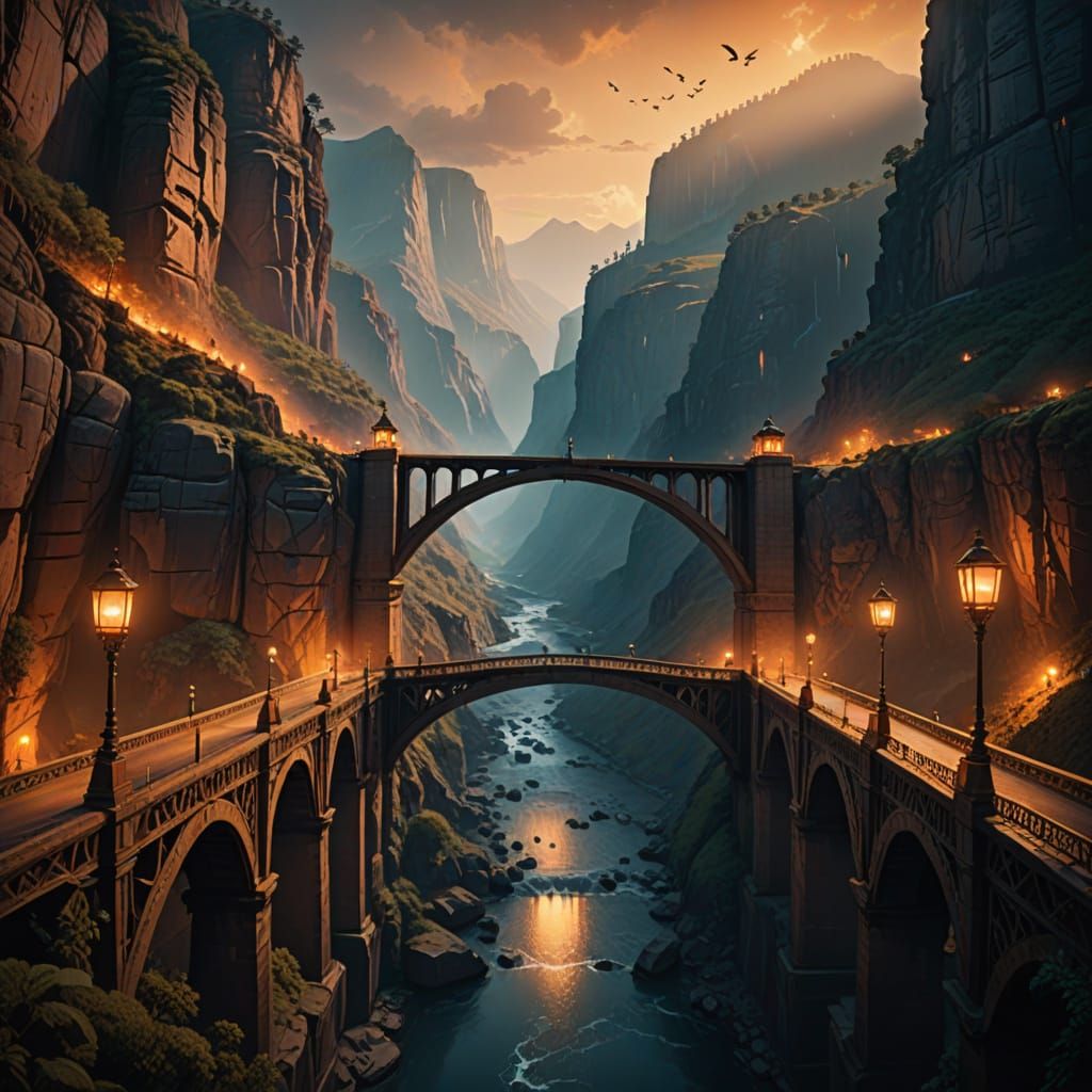 Majestic Bridge in Golden Light