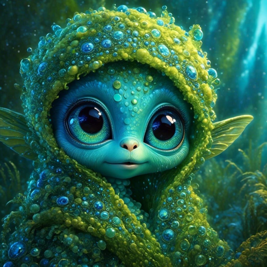 Adorable Fuzzy Alien with Doughy Eyes