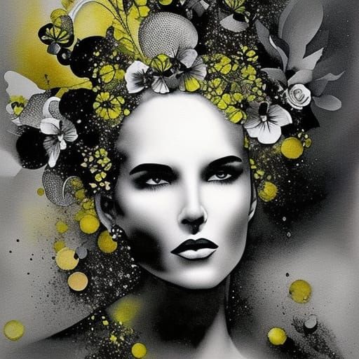 Skull and Roses in Alcohol Ink Pointillism