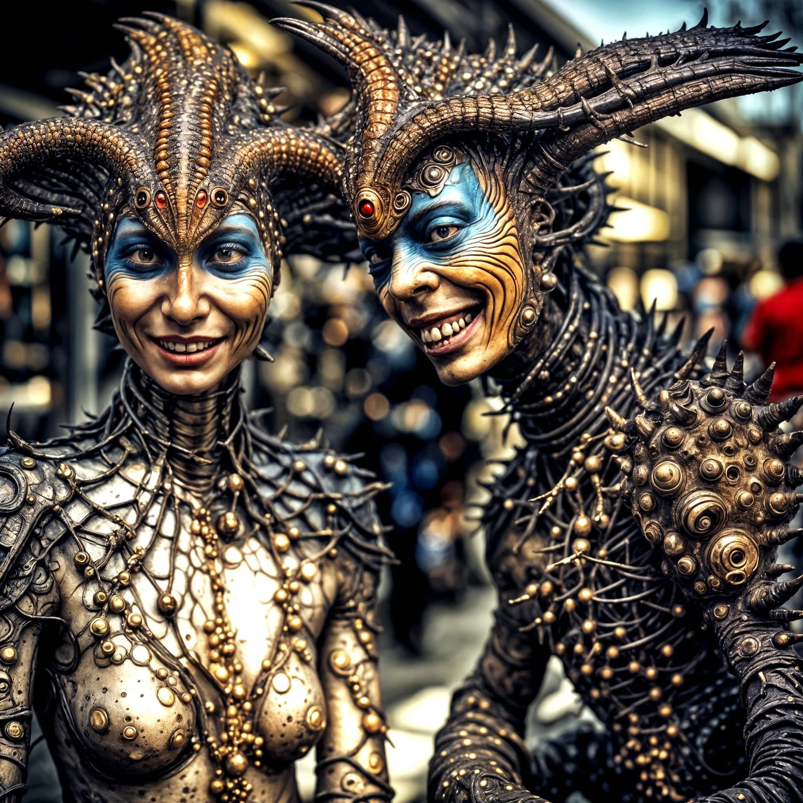 Photorealistic Aliens in Subdued Lighting: Detailed Portrait