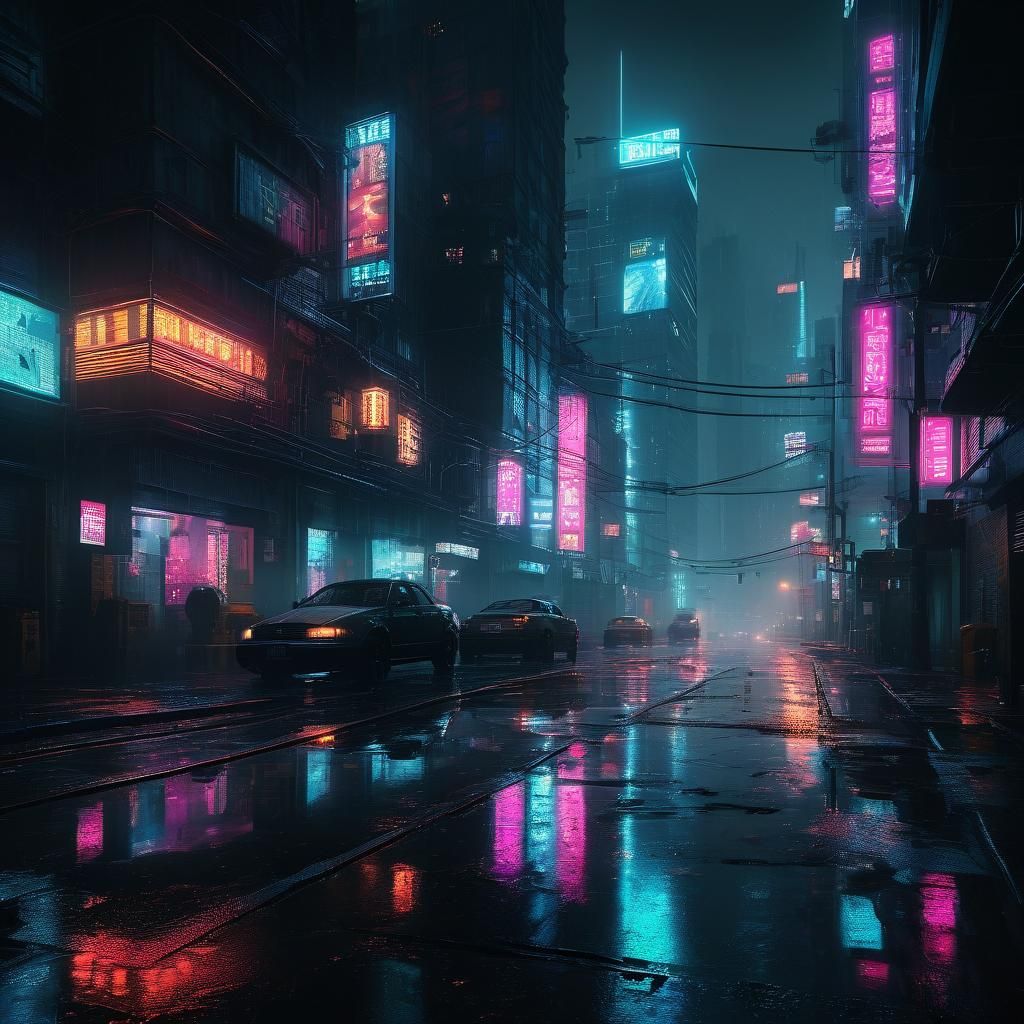 Neon Cyberpunk Cityscape in Cinematic 3D