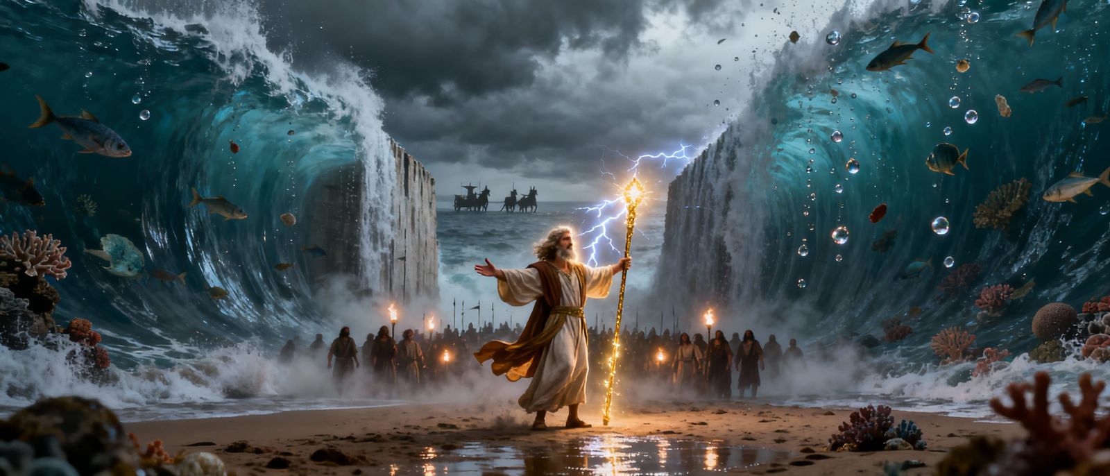 Moses Parts Red Sea in Cinematic Miracle