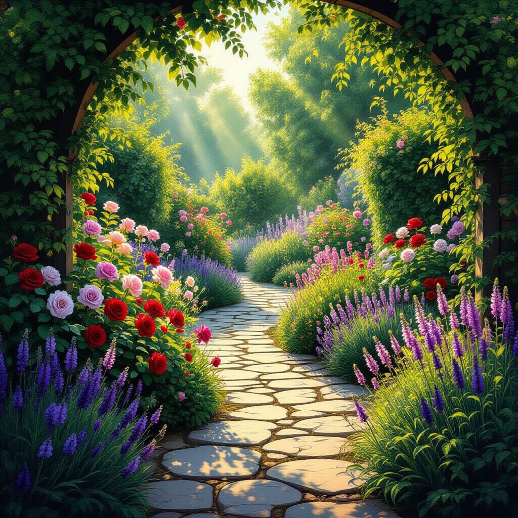 Sinister English Garden in Bloom, June Fantasy Art