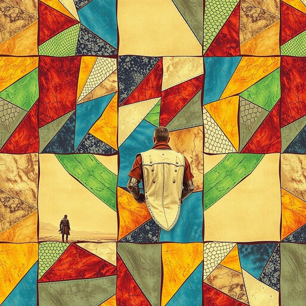 Epic Leather Armor Figure in Hyperrealistic Post-Apocalyptic...