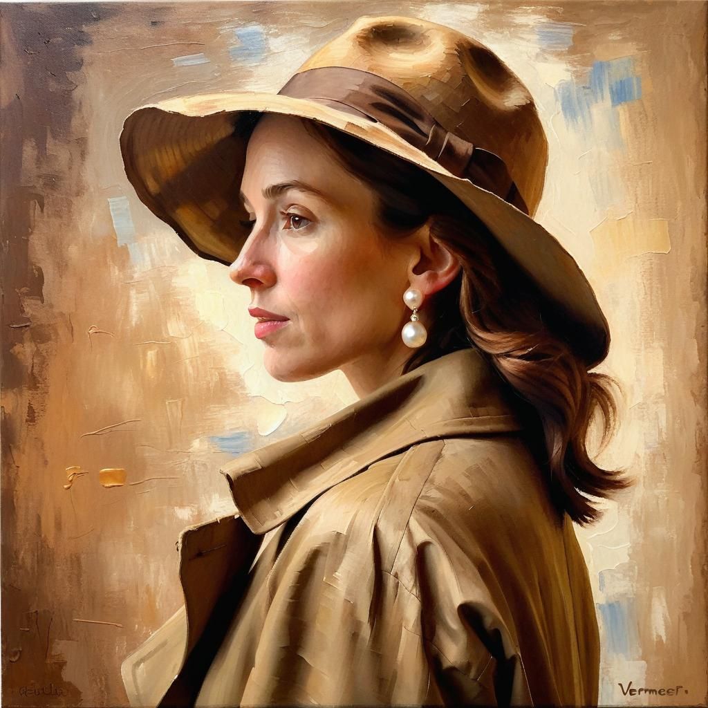 Impressionistic Detective with Pearl Earring in Vermeer Styl...
