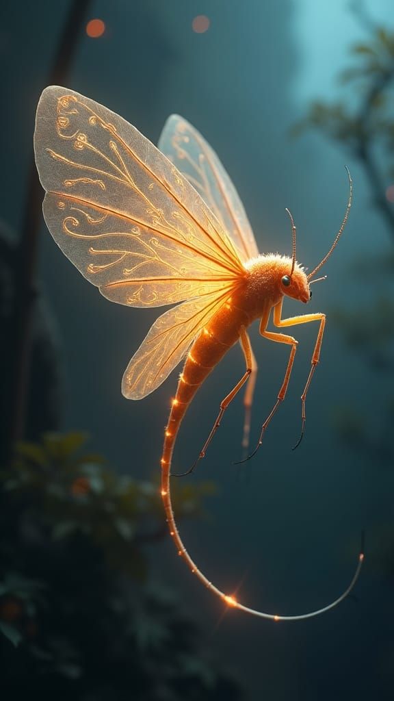 Ethereal Golden Insect in Mystical Landscape: Digital Matte ...