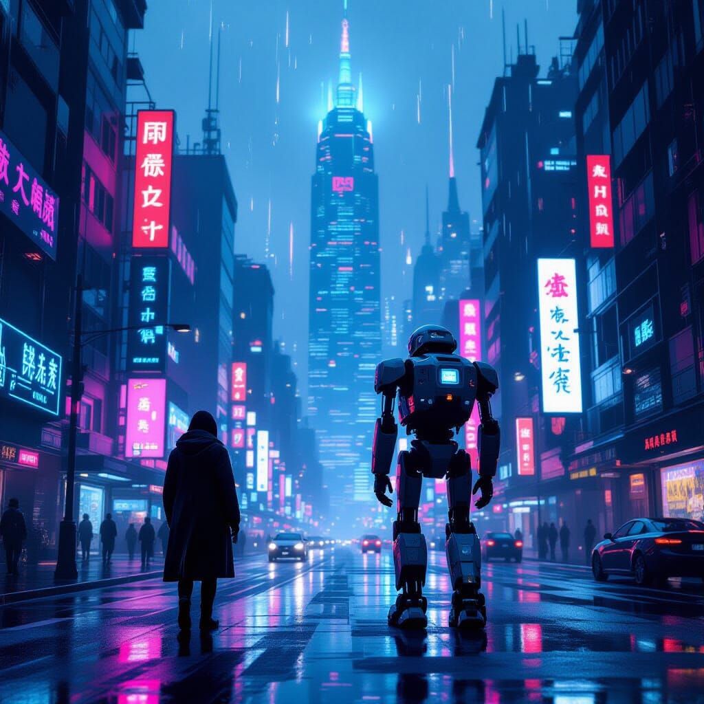 Automaton in Neon Metropolis