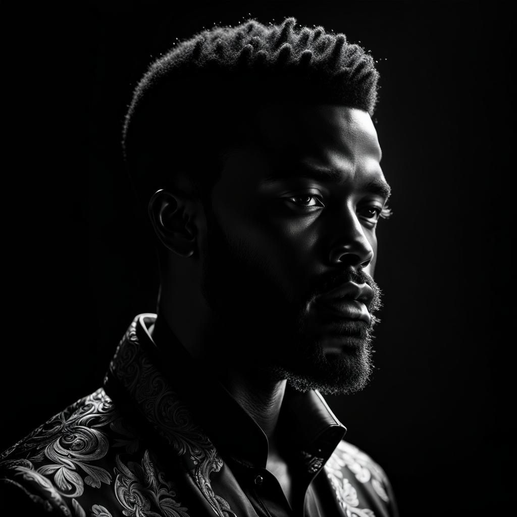 Striking Silhouette: Bearded Man in High Contrast Lighting