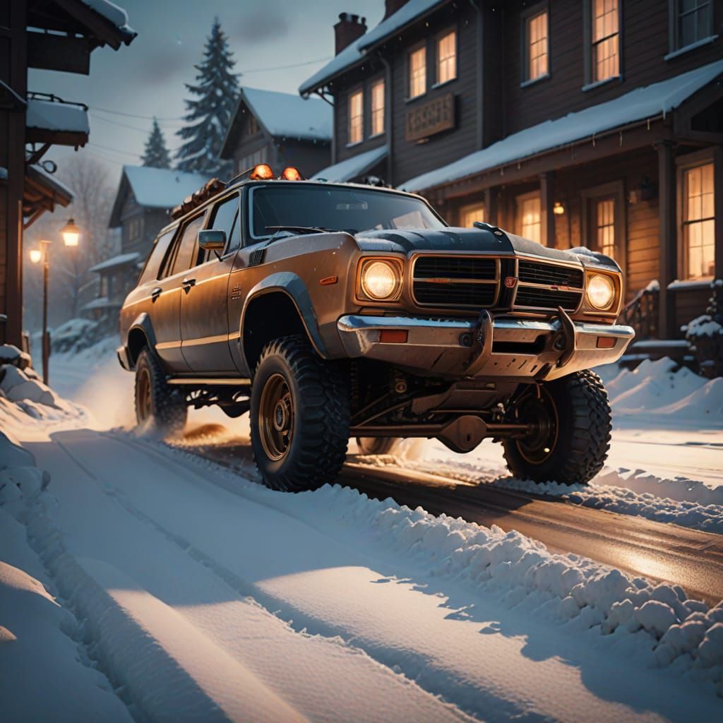 Steampunk Driveway Clearer Amidst Winter's Warmth