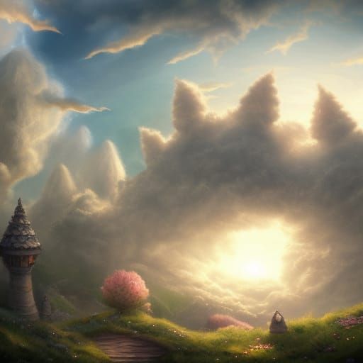 Fantastical Cloud Shapes in Detailed Matte Painting