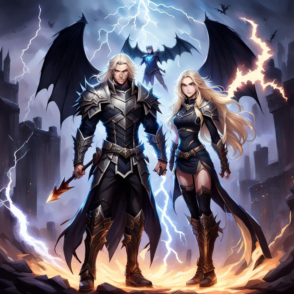 a oath broken paladin girl with lightening powers and long w...