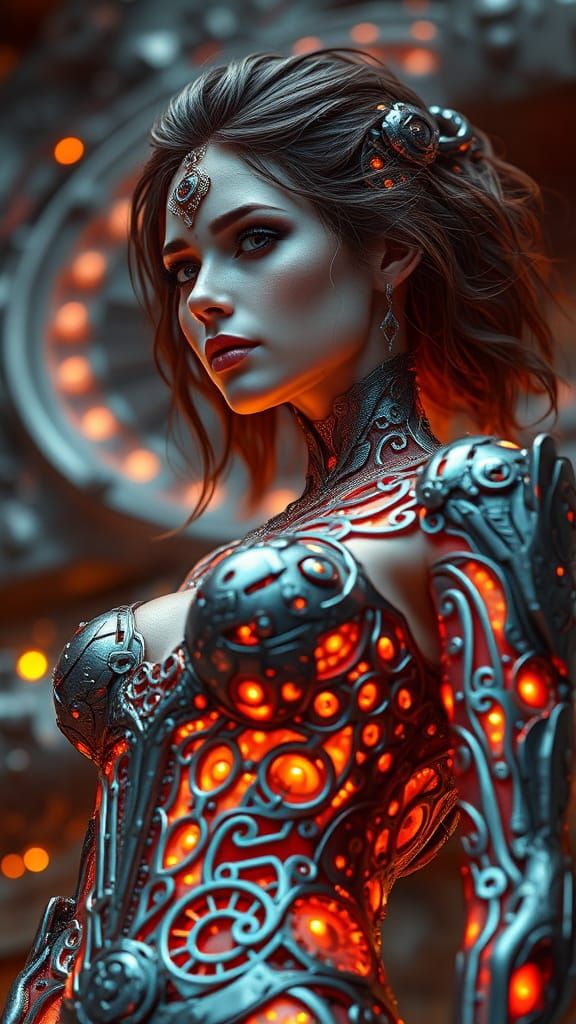 Mystical High Priestess in Sci-Fi Landscape