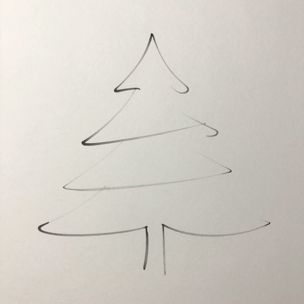 Minimalist Christmas Tree Line Art