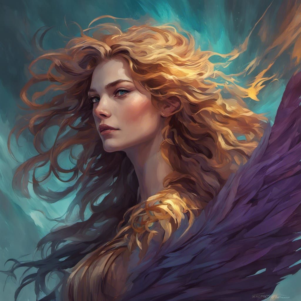 Phoenix Woman Portrait in Dynamic Lighting