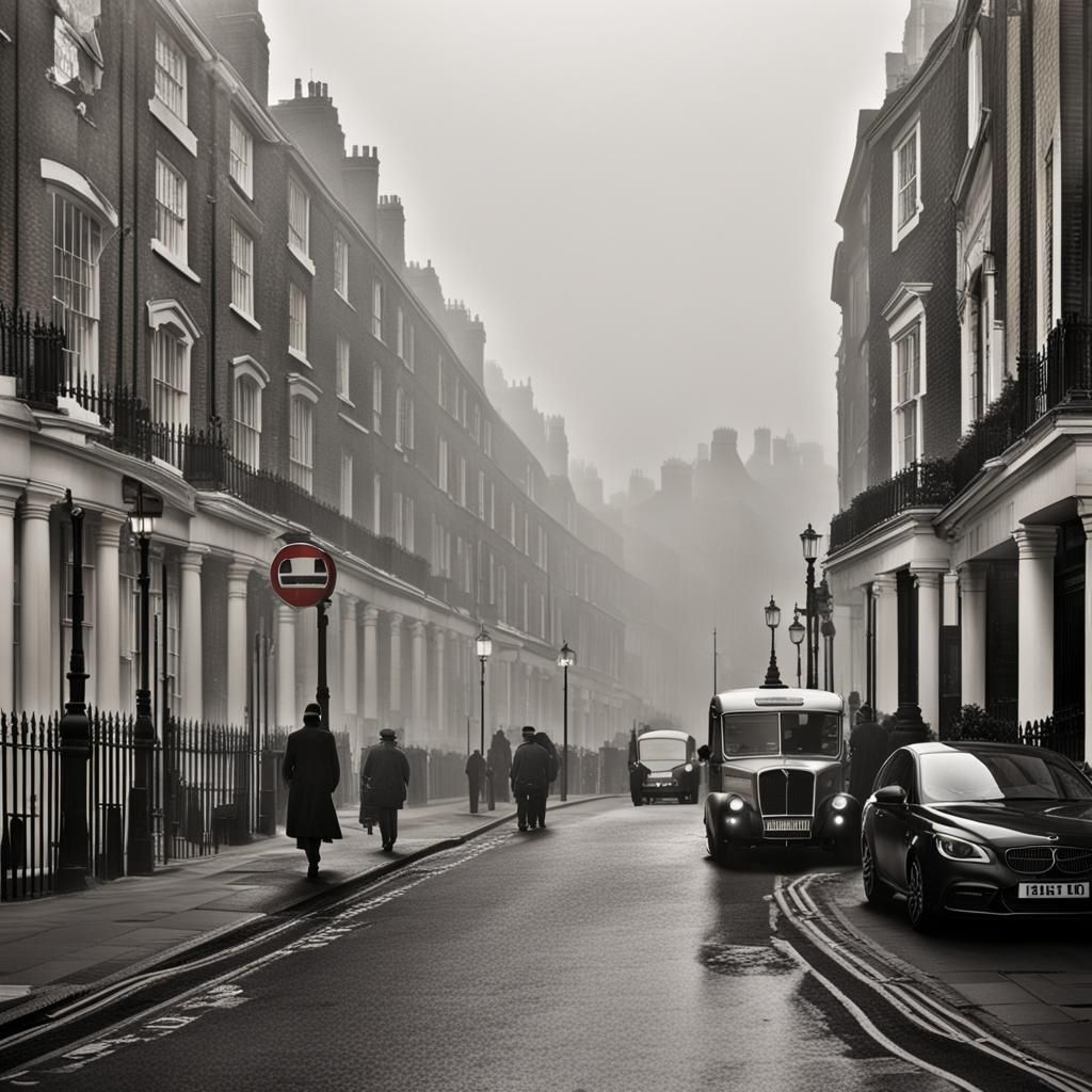 Futuristic Misty London Street Scene