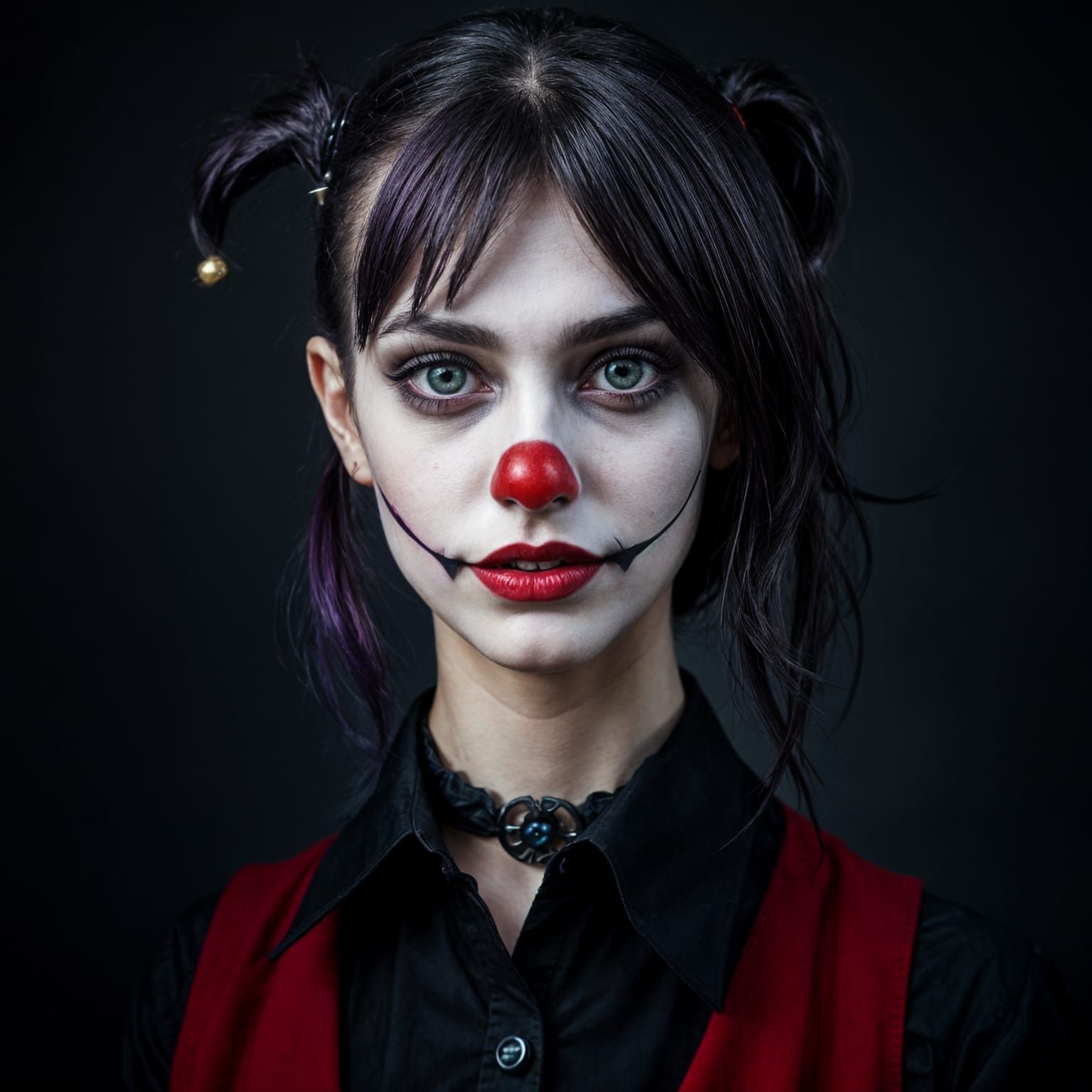 Goth Jester in Dark Red Vest