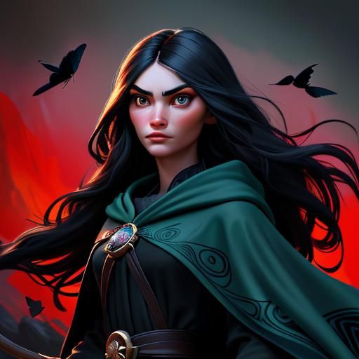 Elven Woman Portrait in Dark Fantasy Oil Painting Style