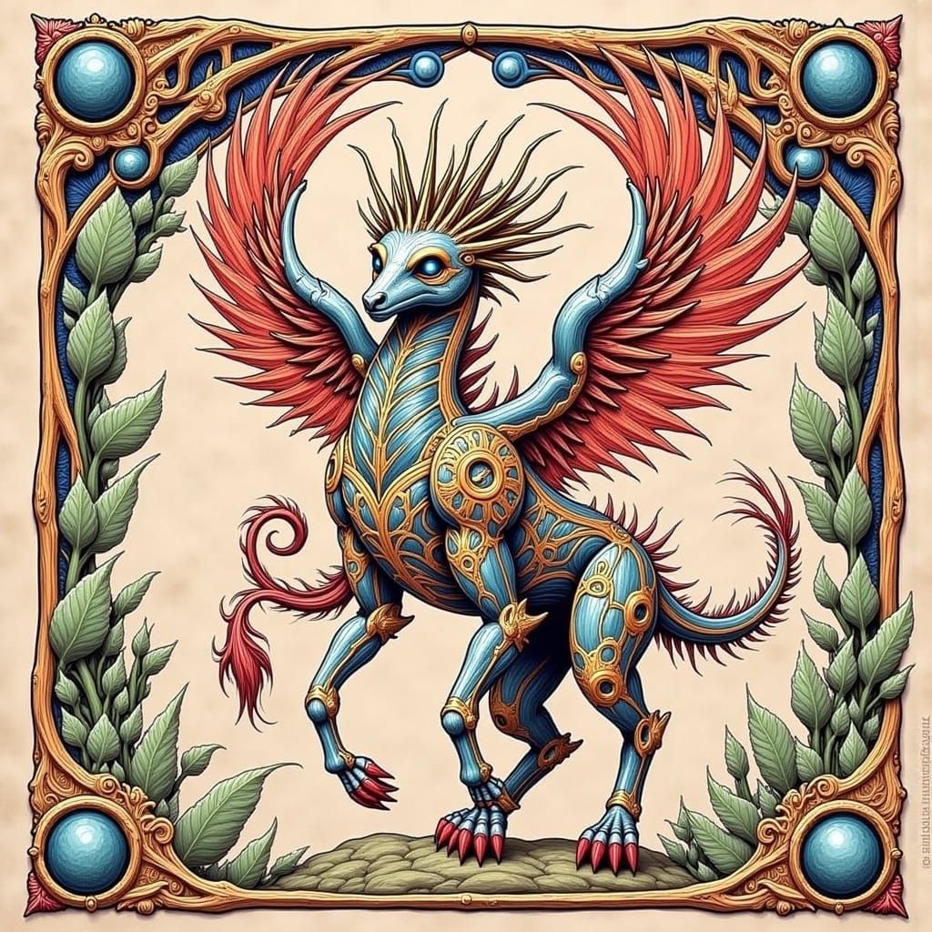 Fantastical Creatures in Gothic Miniature Style
