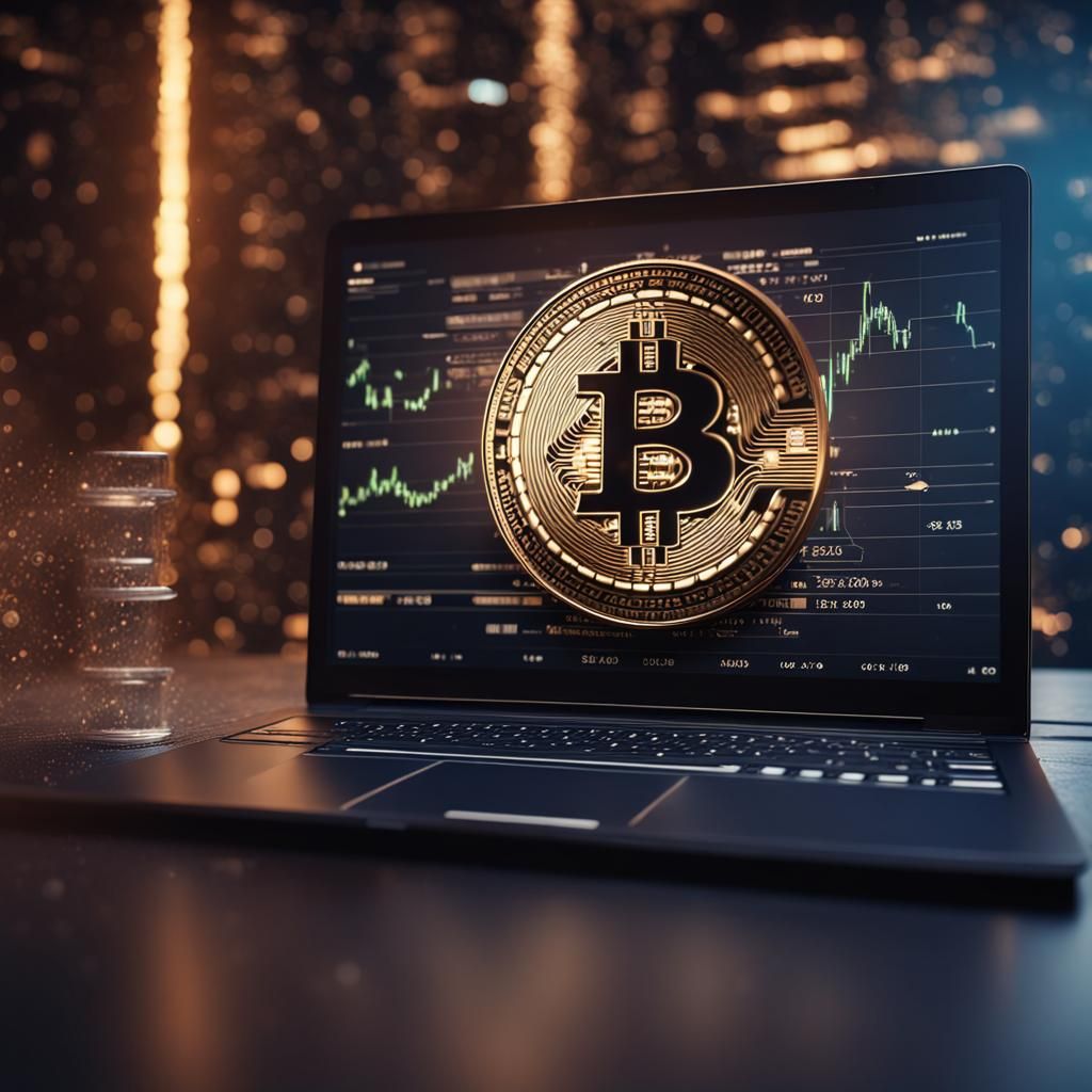 Bitcoin on Laptop Screen: Digital Matte Painting