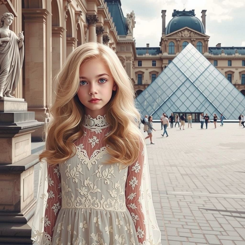 In front of the Louvre Museum