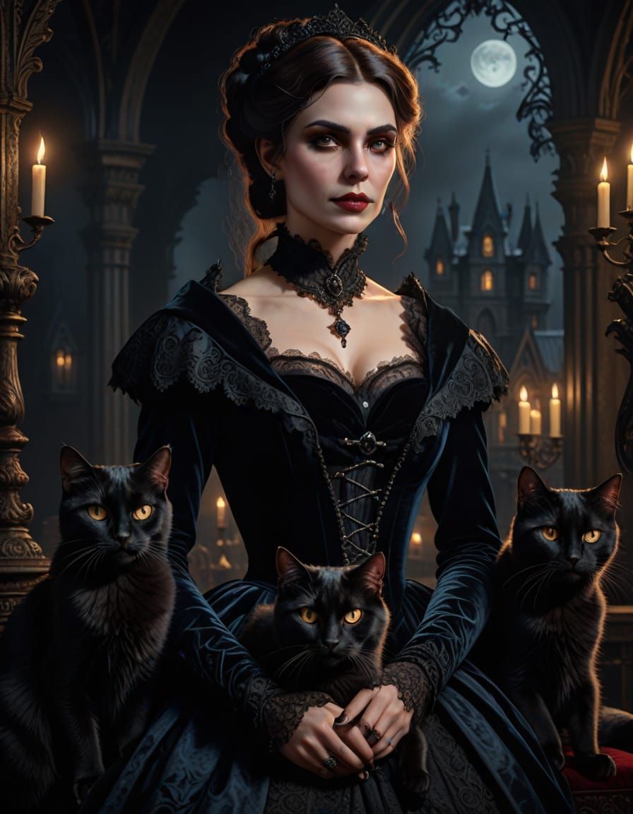 Elegant Victorian Vampire in Opulent Velvet Hush