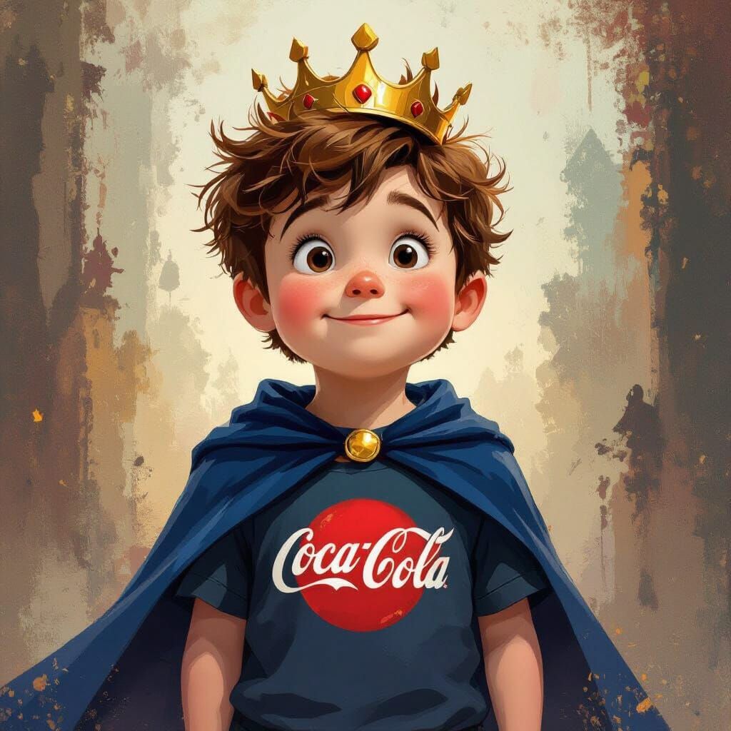 Boy with Down Syndrome in Cape, Children's Book Art