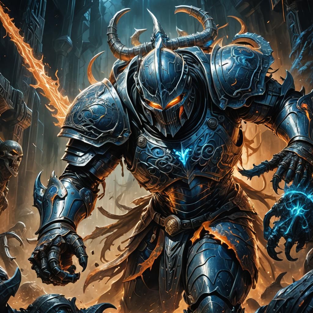 White Knight Punches Abomination in Fantasy Art