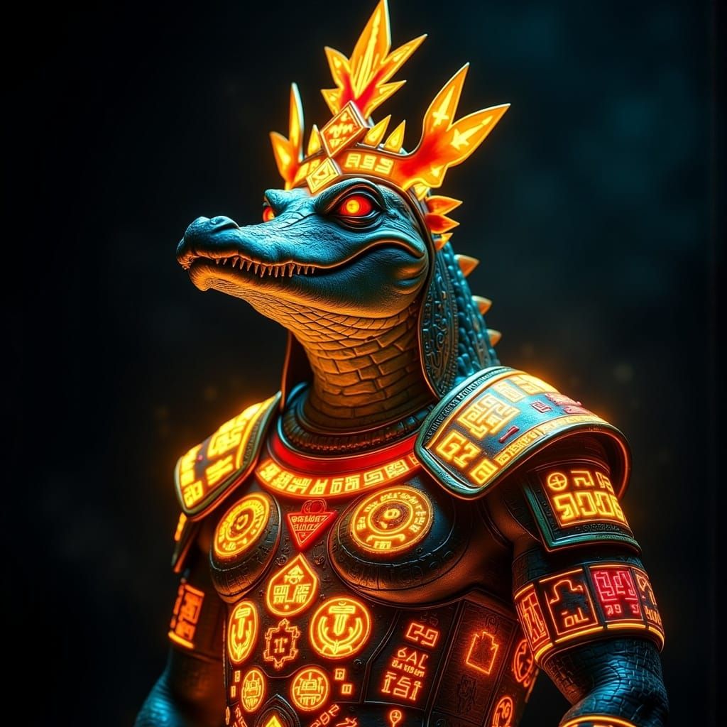 Glowing Hieroglyphic Crocodile God