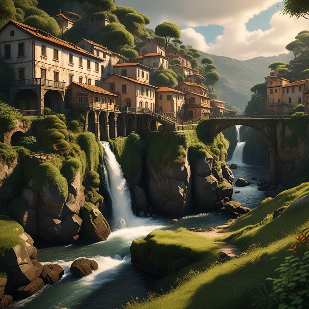 Sorrento Coast Valley: Impressionistic Photorealistic Landsc...