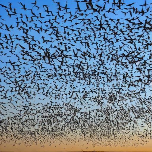 Bells of Peace at Sunset Amidst Migrating Flocks