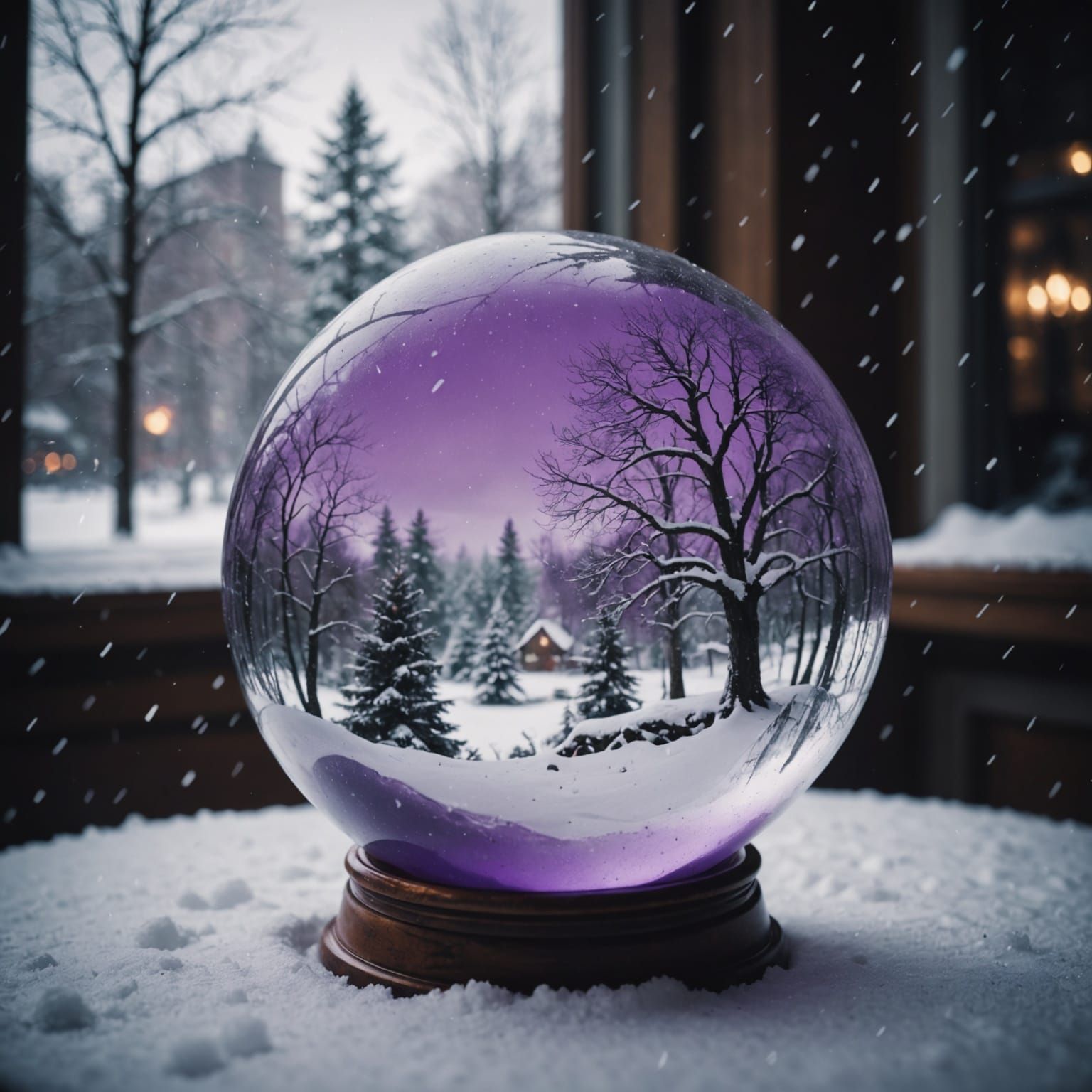 Ethereal Snowstorm in a Crystal Ball