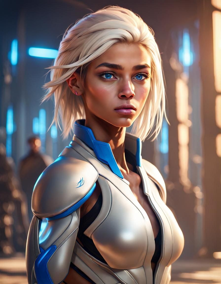 Blonde Female Mass Effect Normandy Technician
