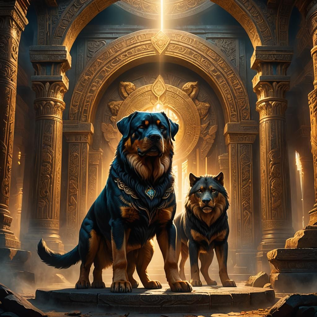 Lion-Rottweiler God in Ancient Temple Art