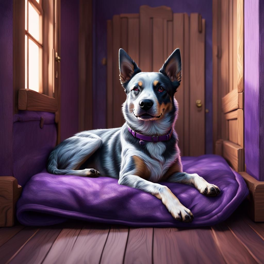 Blue Merle Dog Sleeping: Realistic 3D Rendering