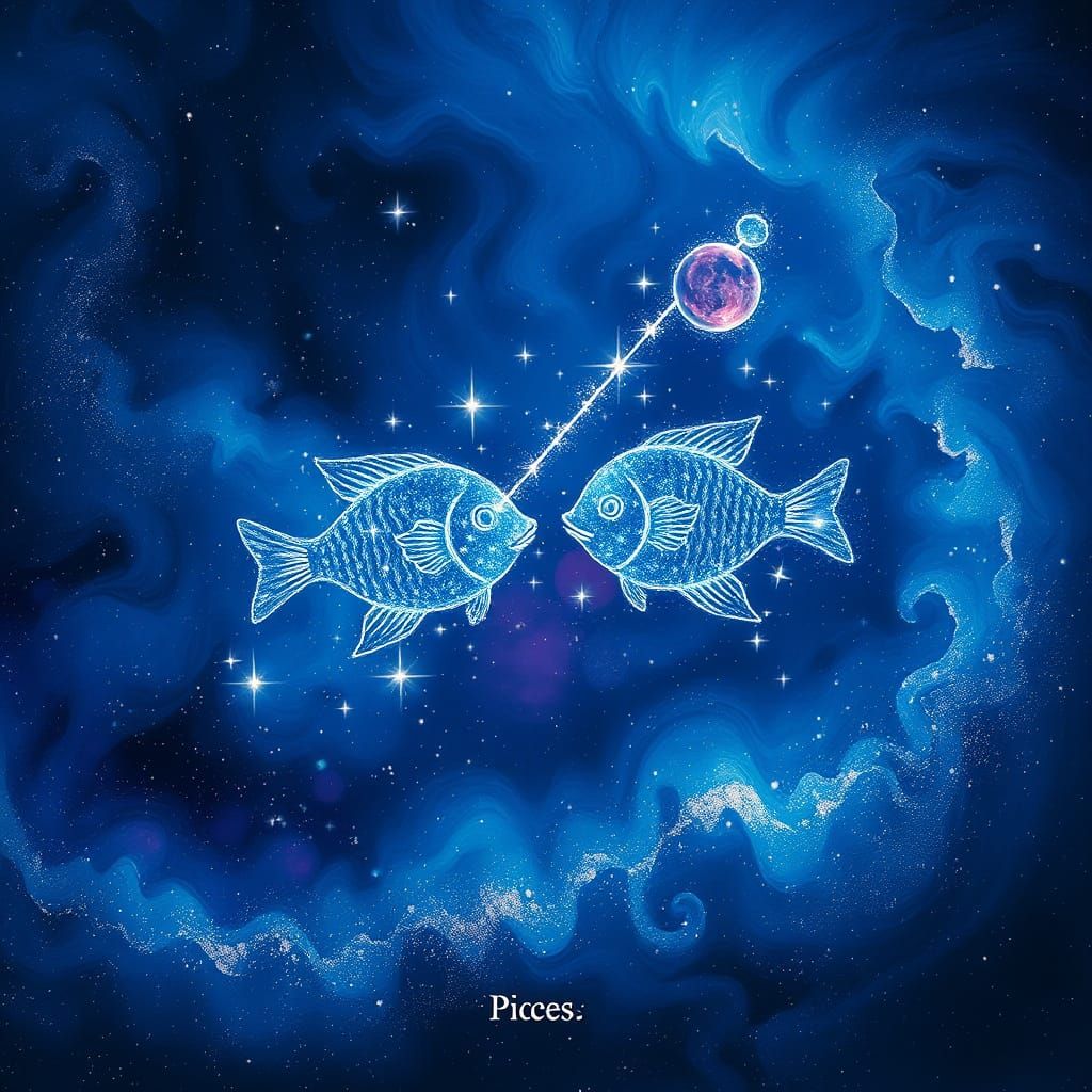 Celestial Twin Fish Constellation in Vibrant Astral Colors