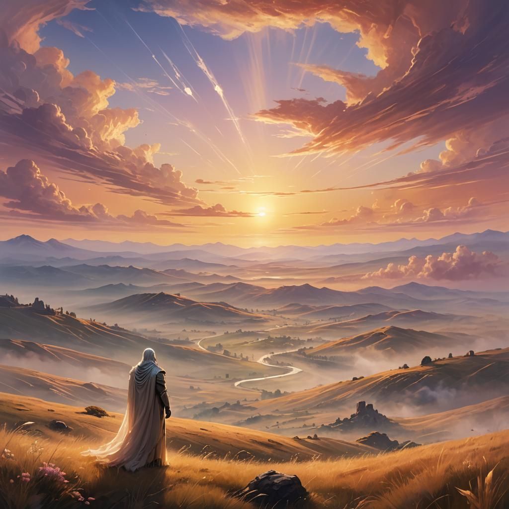 Spirit Observes Breathtaking Sunrise in Afterlife