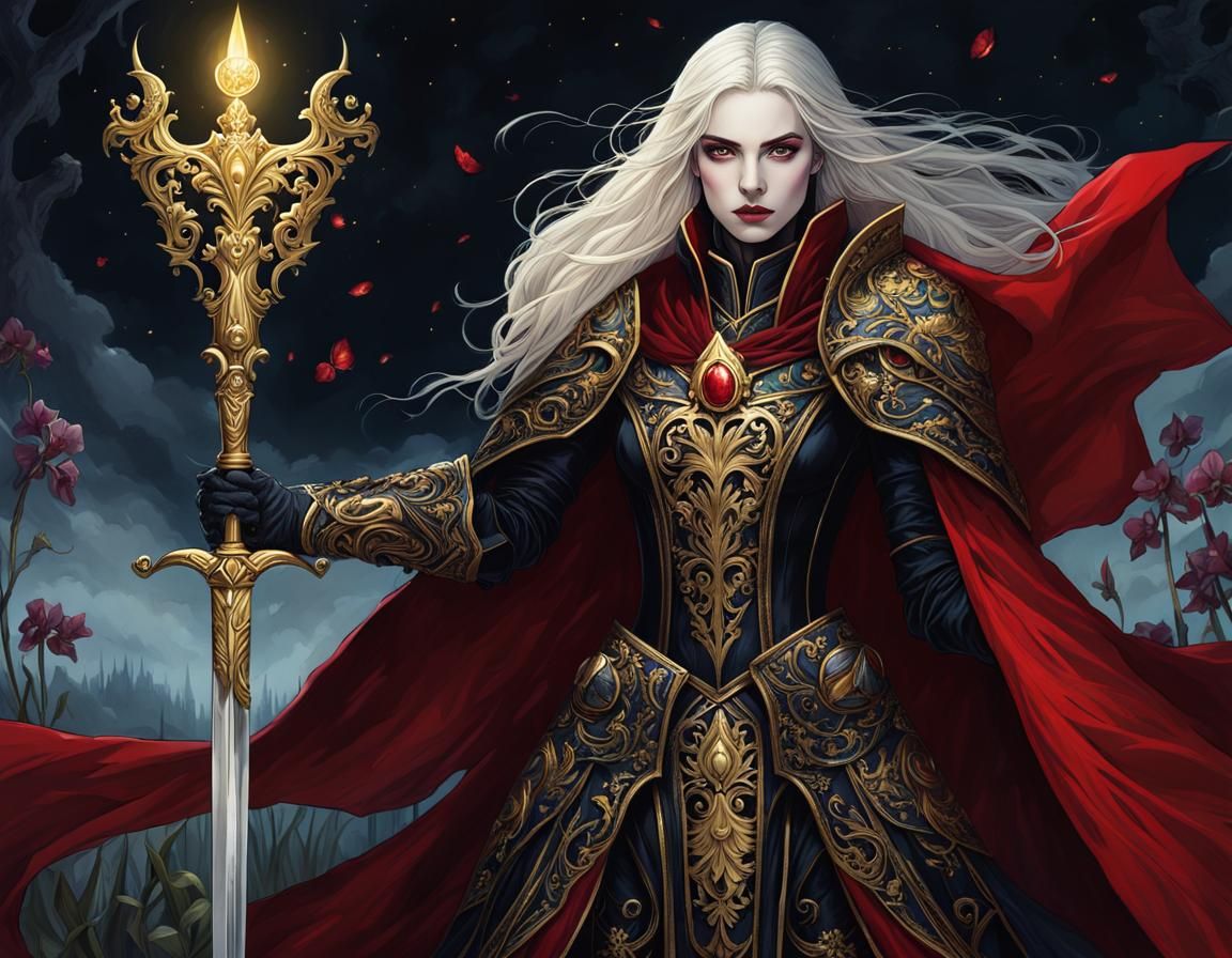 Ethereal Vampire Princess in Dark Comic Gothic Style