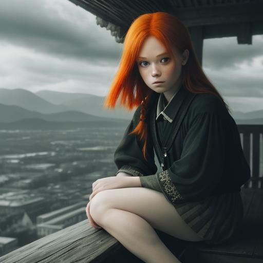 Hyperrealistic Portrait of a Cute Ginger Girl