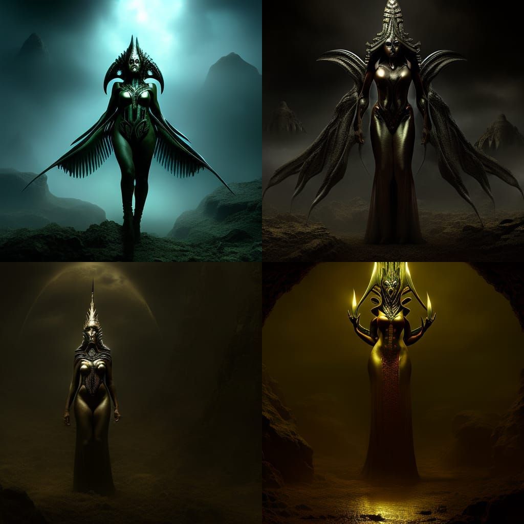 Voluptuous Alien Monster in Sinister Horror Style