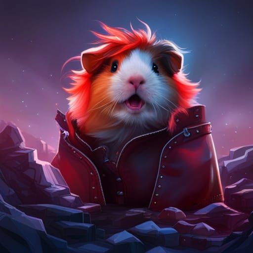 Cyberpunk Guinea Pig Rockstar Digital Art