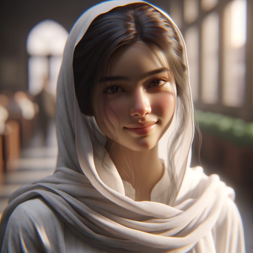 Peaceful Portrait of South Asian Girl in Sunlight