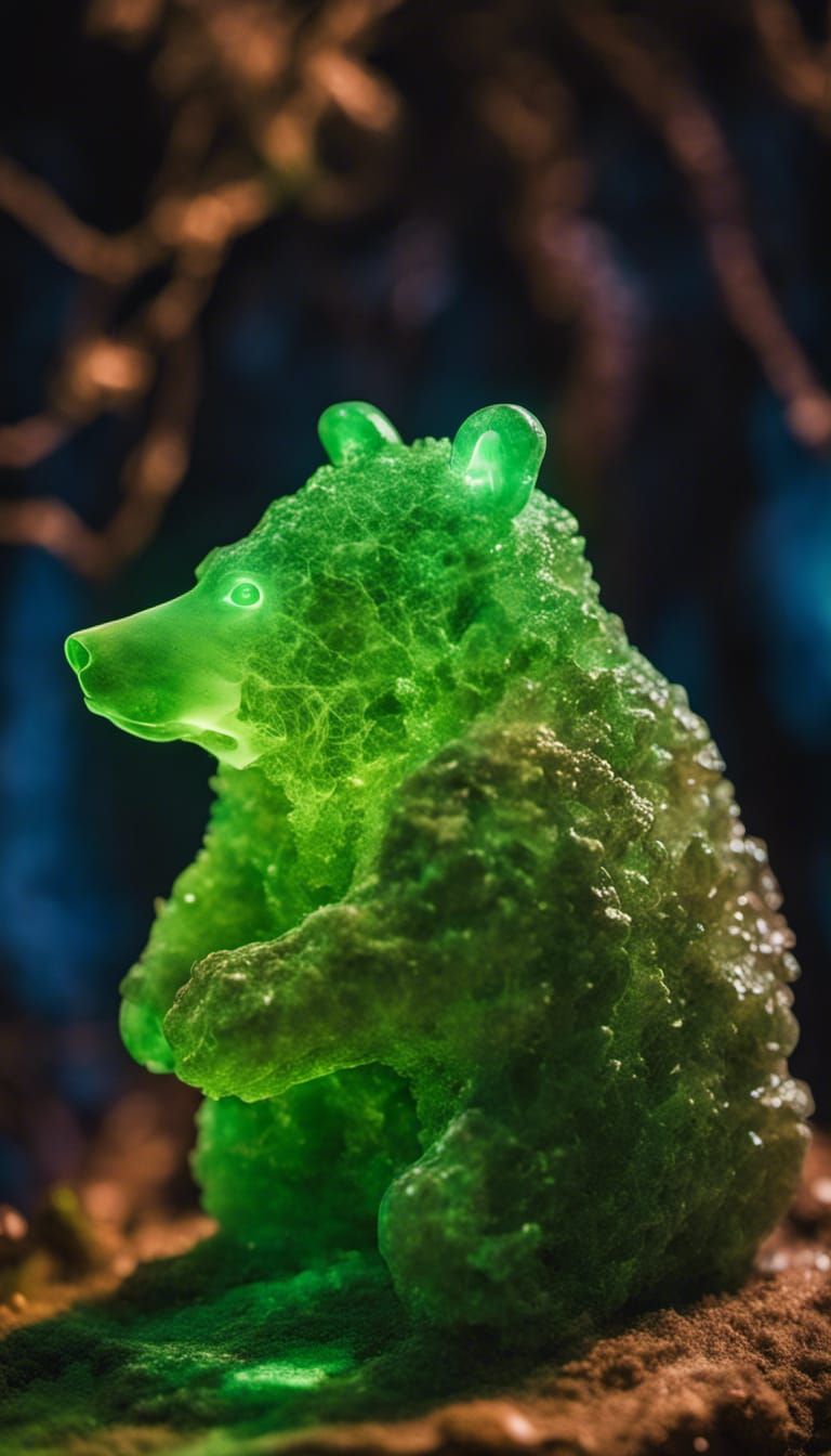 Giant Plasma Bear on Pyromorphite, Macro Photography